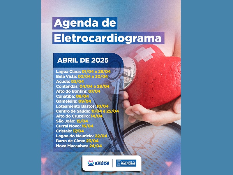 CONFIRA A AGENDA DE ECG NA ÁREA RURAL DO NOSSO MUNICÍPIO!