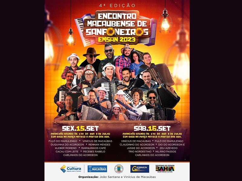 É NESTE FINAL DE SEMANA! A 4ª EDIÇÃO DO ENCONTRO MACAUBENSE DE SANFONEIROS