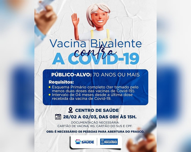 SECRETARIA MUNICIPAL DE SAÚDE VAI INICIAR A APLICAÇÃO DA VACINA BIVALENTE DA PFIZER CONTRA A COVID-19