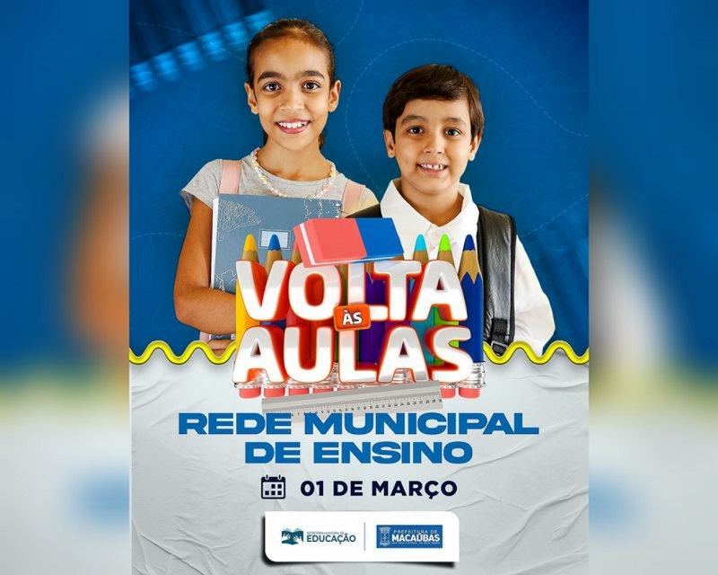 VOLTA ÀS AULAS NA REDE MUNICIPAL ACONTECE NESTA QUARTA-FEIRA, 01 DE MARÇO