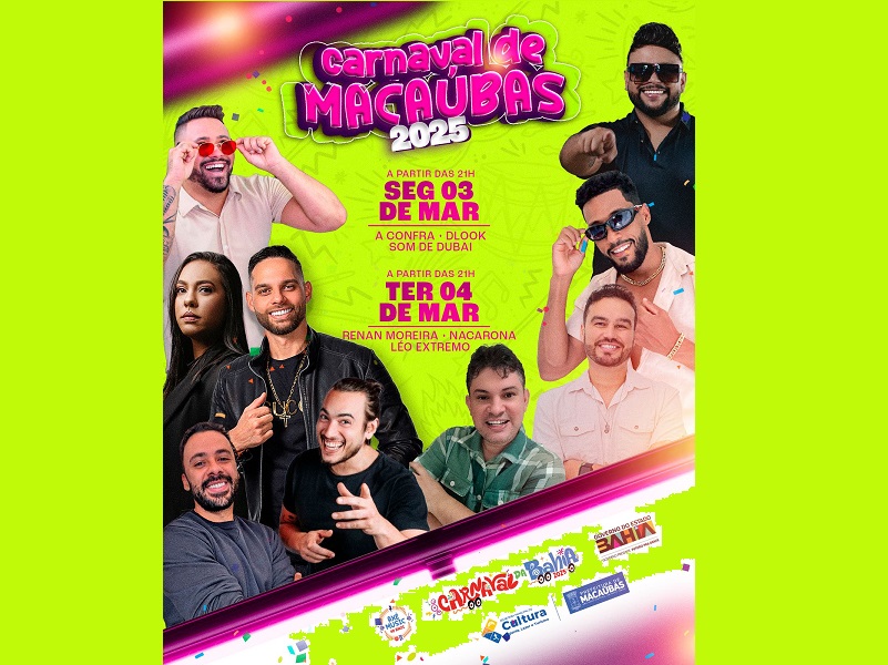 SAIU A PROGRAMAÇÃO DO CARNAVAL DE MACAÚBAS 2025!