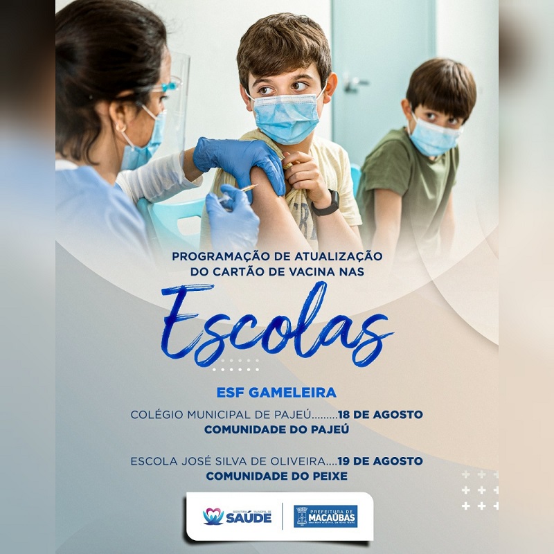 PROGRAMAÇÃO DE ATUALIZAÇÃO DO CARTÃO DE VACINA NAS ESCOLAS COLÉGIO DO PEIXE E DO PAJEÚ